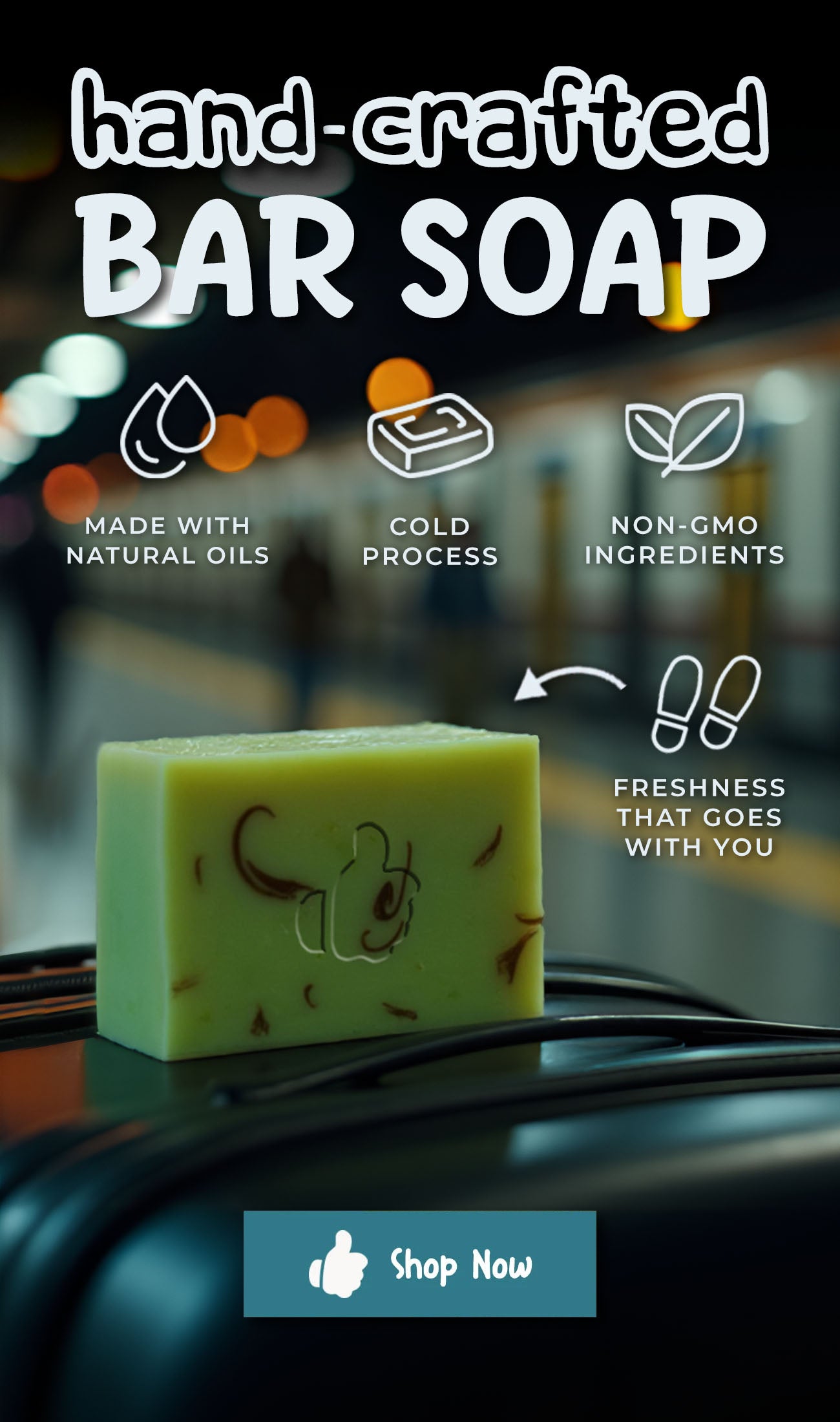Display of various Bar Soaps items (Mobile Background Image)