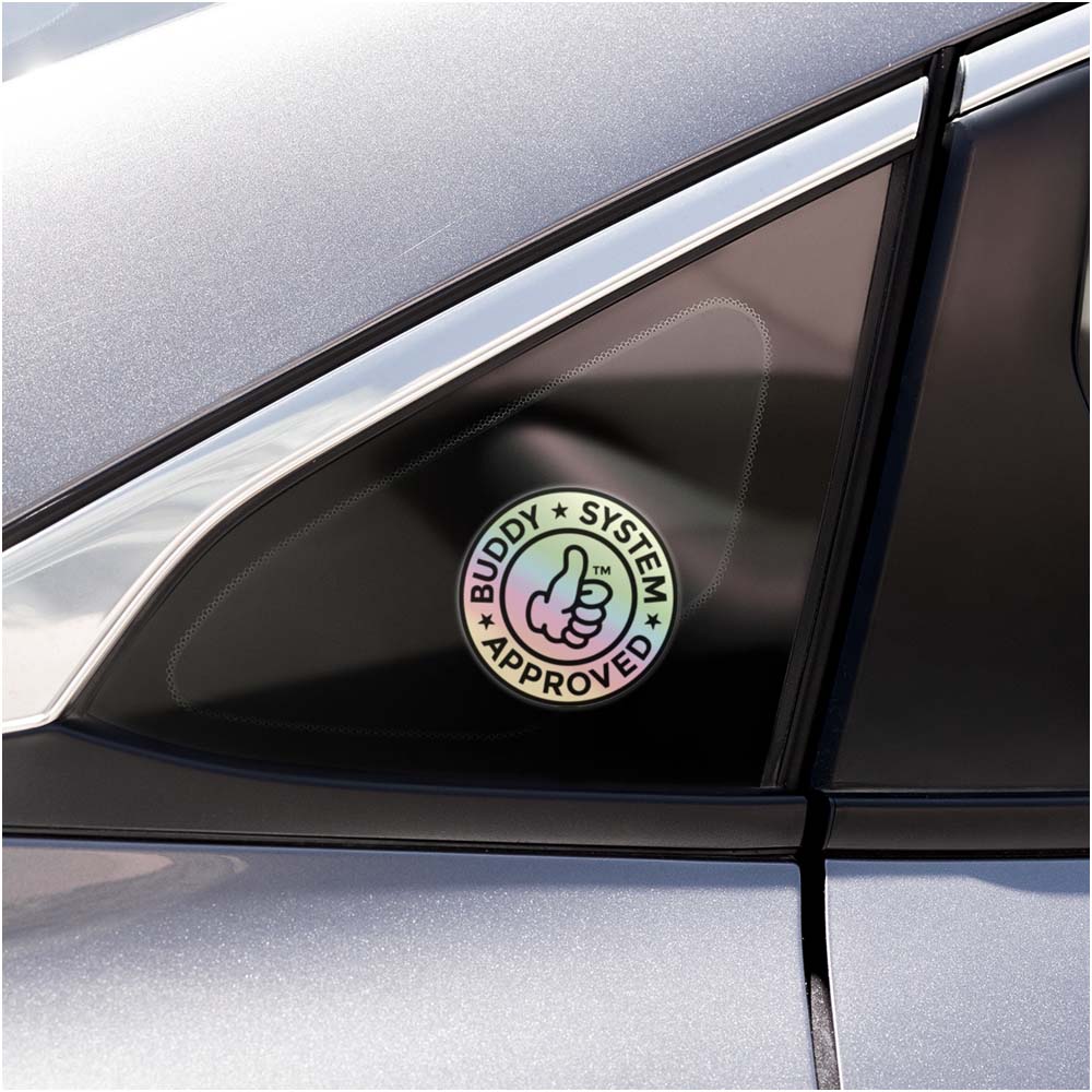 Buddy System Approved - Round Holographic Vinyl Sticker