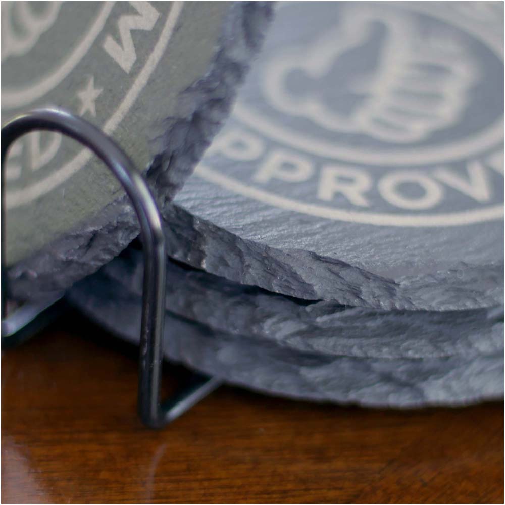 Buddy System Approved - Round Slate Drink Coasters (4pc)